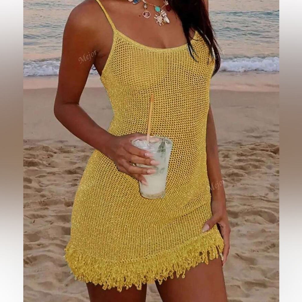 SHEIN Yellow Knit Swim Coverup size XS